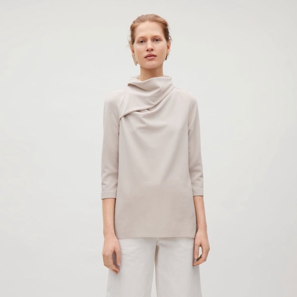 COS Women's Cream Drape Collar Aline Top